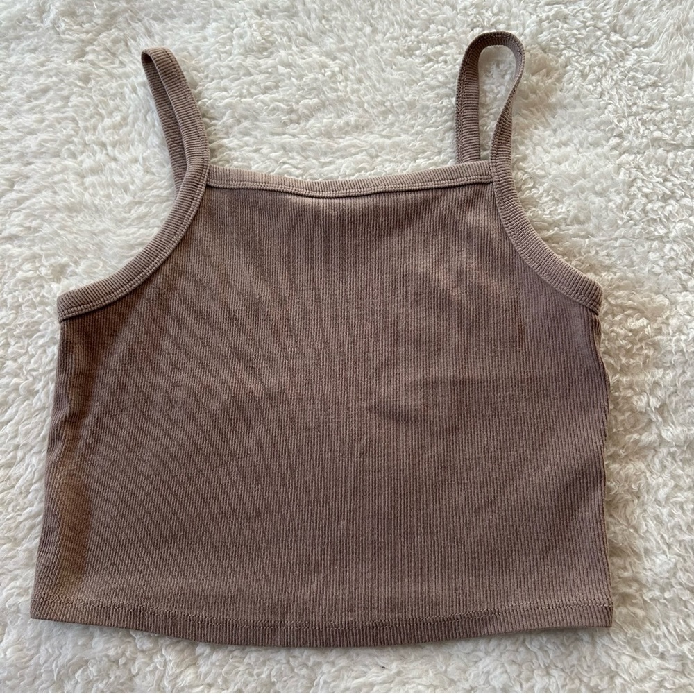 Garage Women’s Cropped Brown Ribbed Tank Top Medium